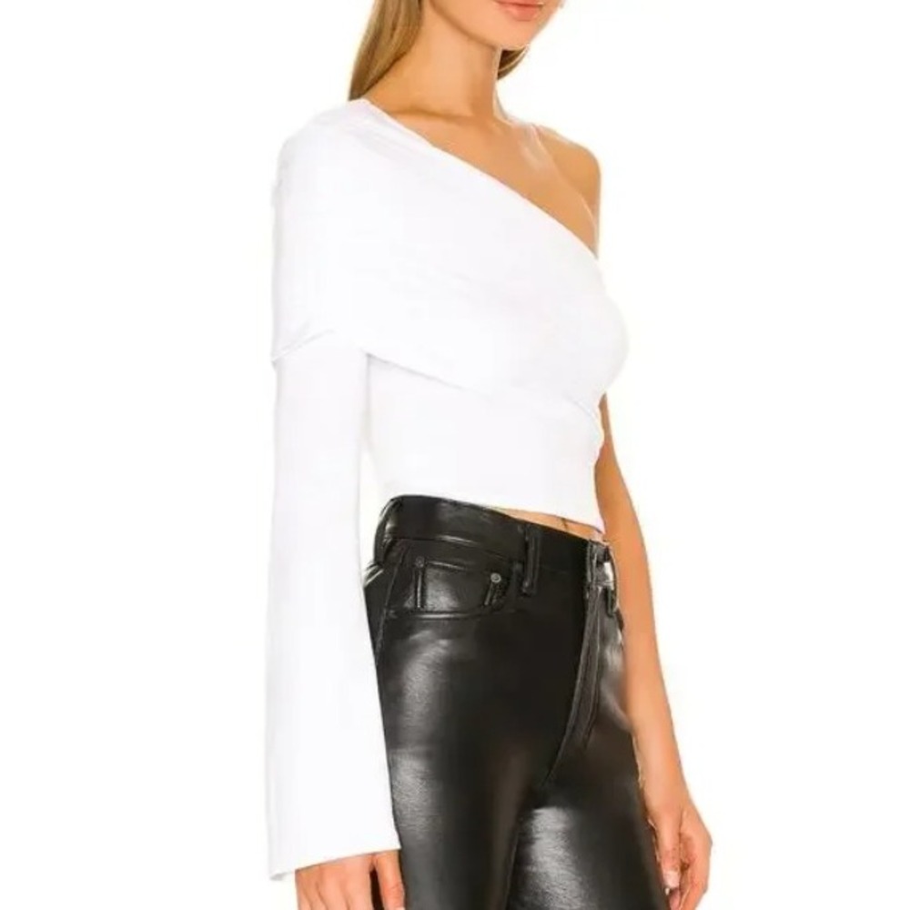 Lovers‎ and Friends Saffron One Shoulder Top Draped Long Bell Sleeve White XL